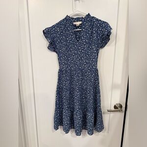 Blue flowery ruffle dress